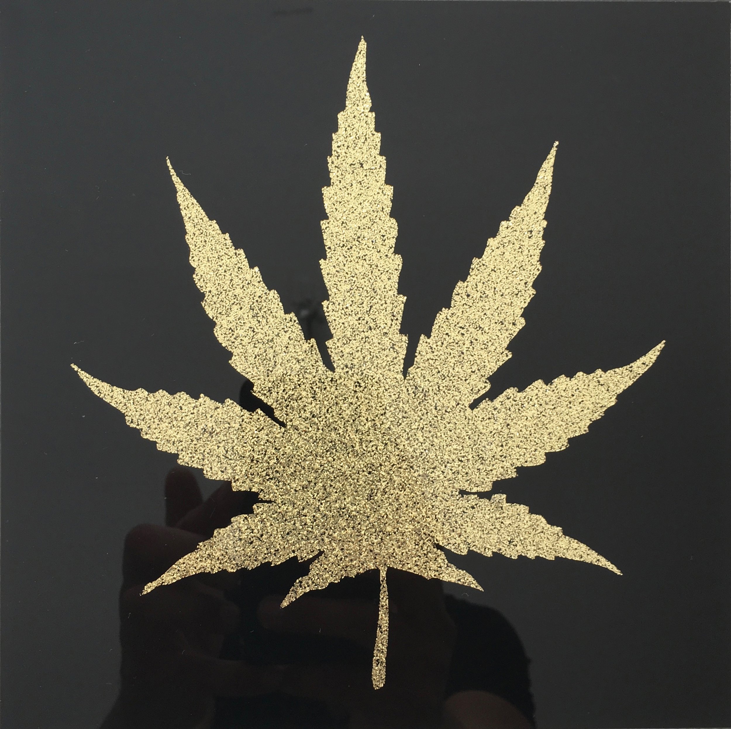 CANNABIS  black and gold glitter