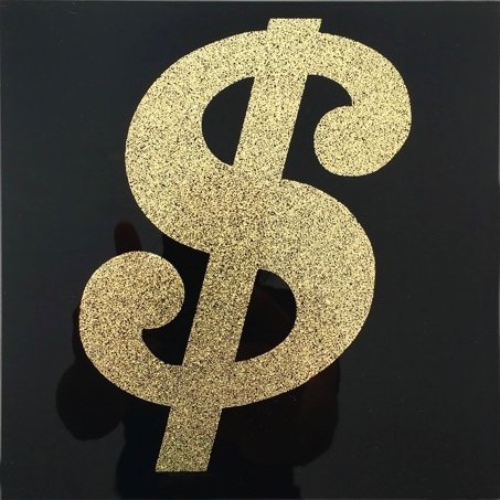 DOLLAR SIGN  black and gold glitter
