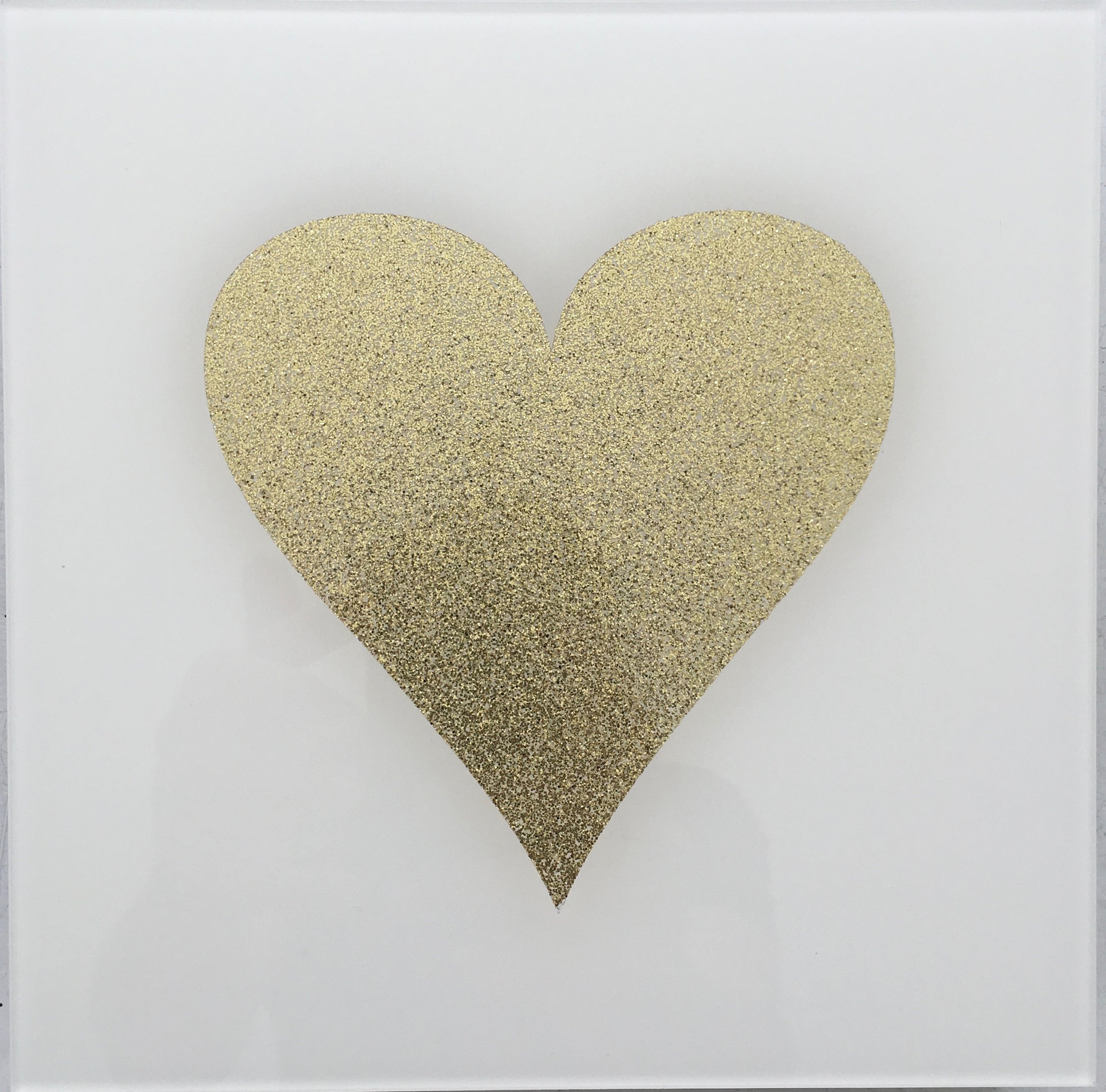 HEART white and gold glitter